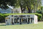 Welcome to Lockhart sign that is located at the west entrance into town.